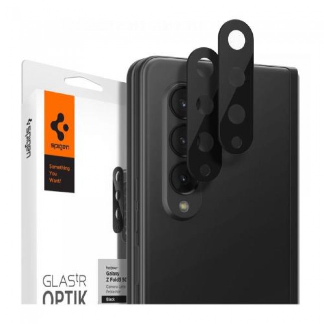 Tempered Glass Full Face Spigen Glas.tR Optik για Τζαμάκι Κάμερας Samsung F926B Galaxy Z Fold 3 5G Μαύρο (2 τεμ.)
