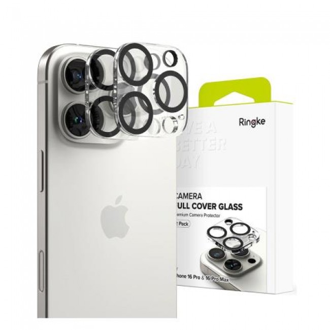 Tempered Glass Full Face Ringke για Τζαμάκι Κάμερας Apple iPhone 16 Pro/ 16 Pro Max/ 17 Pro/ 17 Pro Max Διάφανο (2 τεμ.)
