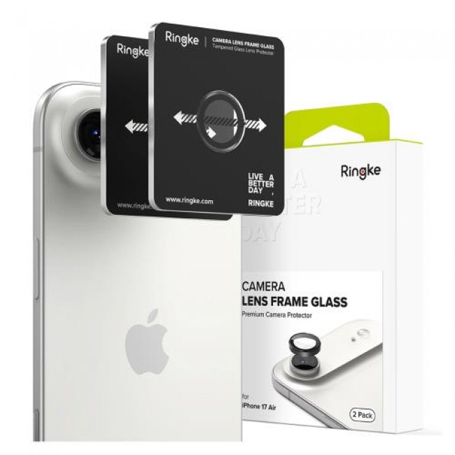 Tempered Glass Ringke Lens Frame για Τζαμάκι Κάμερας Apple iPhone Air Μαύρο (2 τεμ.)