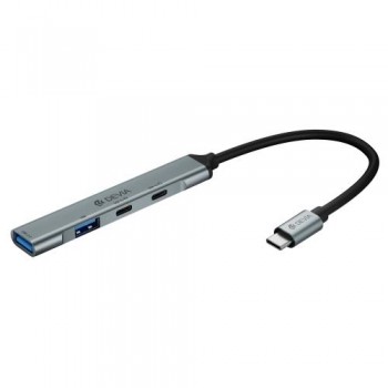 Hub USB C Devia EC707 4 σε 1 2xUSB A & 2xUSB C Lite1 Γκρι