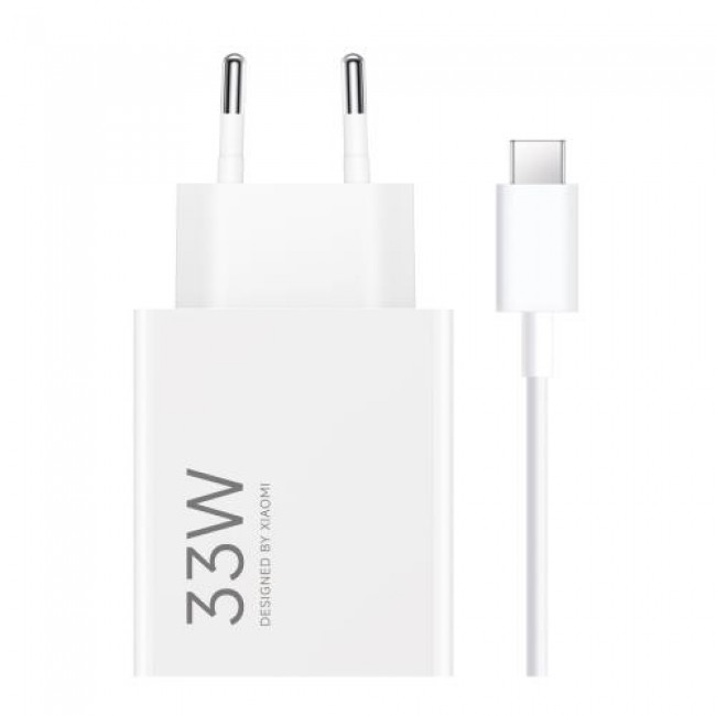 Φορτιστής Ταξιδίου Ταχείας Φόρτισης Xiaomi Combo με Έξοδο USB A 33W & Καλώδιο USB C 1m Λευκό
