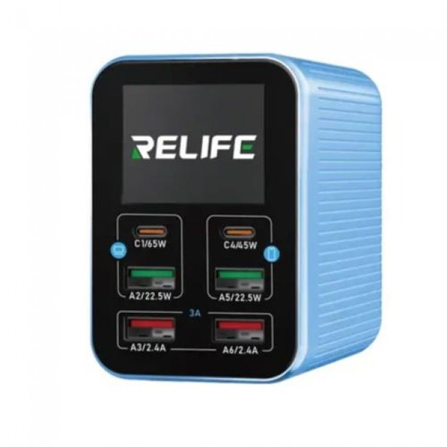 Πολυφορτιστής Πάγκου Relife Q4 με 6 Θύρες USB A & USB C PD/ QC 72W