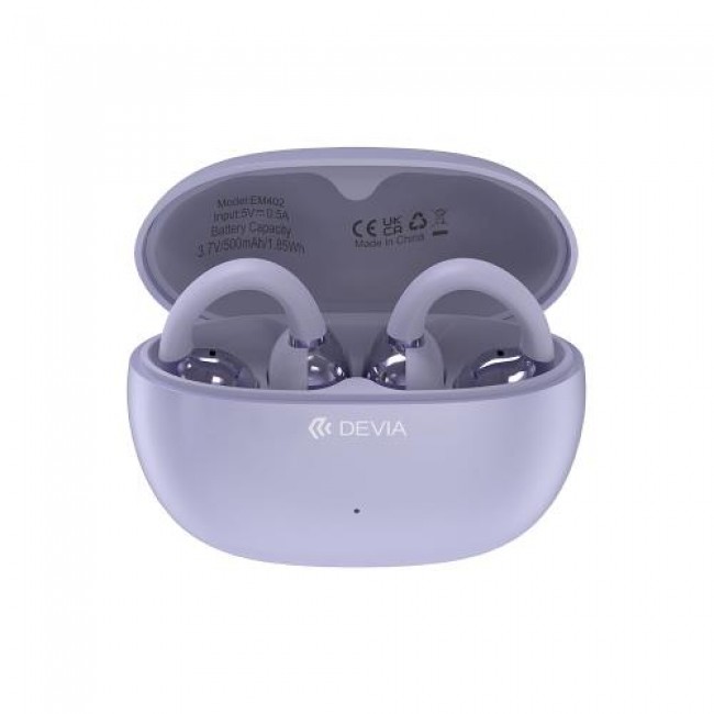 True Wireless Ακουστικά Bluetooth Devia EM402 OWS Pro2 Clip-On Μωβ