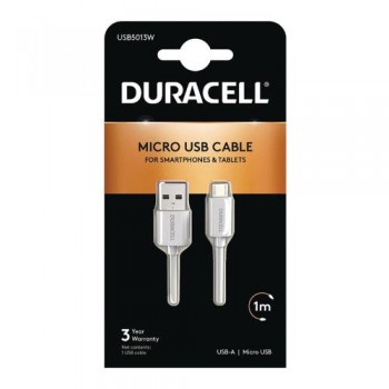 Καλώδιο Σύνδεσης USB 2.0 Duracell USB A σε Micro USB 10W 1m Λευκό