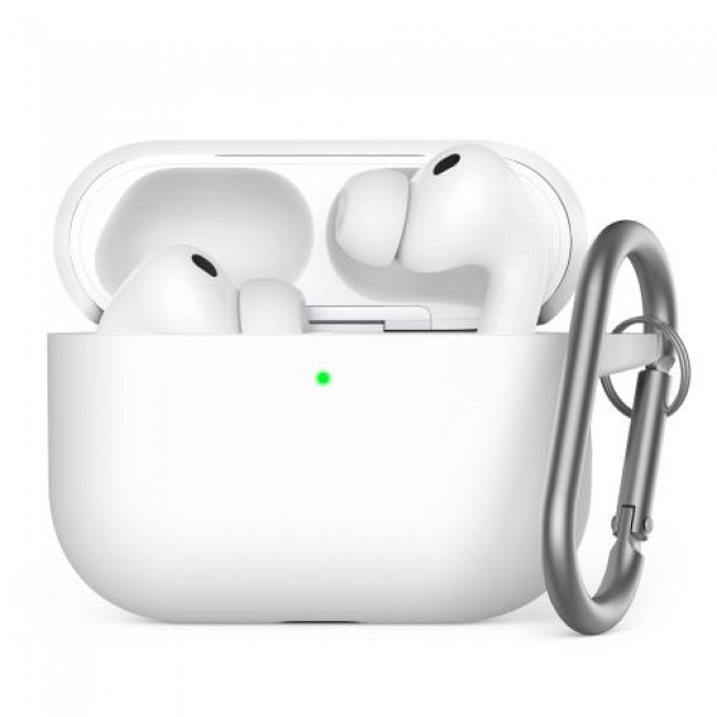Θήκη Σιλικόνης AhaStyle WG184 Apple AirPods Pro 3 Premium με Γάντζο Λευκό
