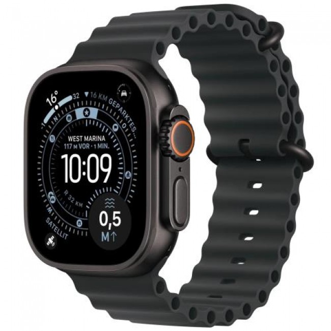 Apple Watch Ultra 3 49mm LTE Black Titanium με Band Ocean Medium Μαύρο