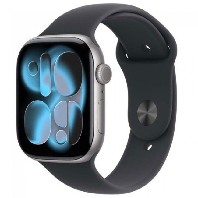 Apple Watch Series 11 46mm Space Γκρι με Sport Band Medium-Large Μαύρο