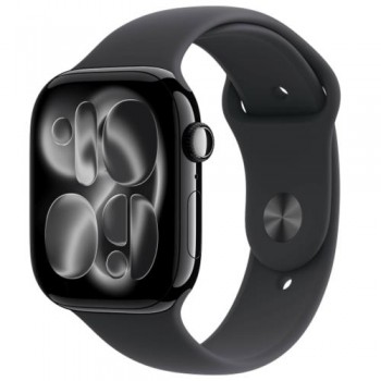 Apple Watch Series 11 46mm Jet Μαύρο με Sport Band Medium-Large Μαύρο