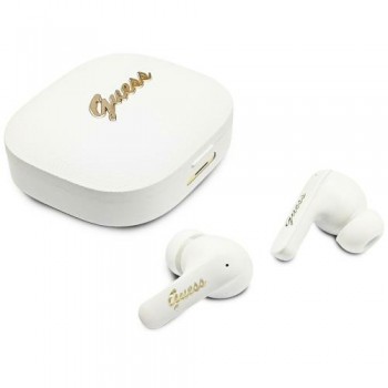 True Wireless Ακουστικά Bluetooth Guess Script Metal Logo 4G Λευκό