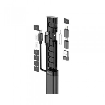 Πολυλειτουργικό Στικ Καλωδίων Budi 9 σε 1 με Card Readers 27W Μαύρο