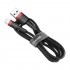 Καλώδιο Σύνδεσης USB 2.0 Baseus Cafule USB A σε Lightning 12W 2.4A 1m Μαύρο-Κόκκινο
