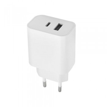 Φορτιστής Ταξιδίου Ταχείας Φόρτισης Maxlife MXTC-06 με Διπλή Έξοδο USB A & USB C PD QC 20W Λευκό