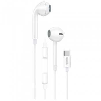 Hands Free Stereo Foneng T15 Heavy Bass USB C με Μικρόφωνο 1.2m Λευκό