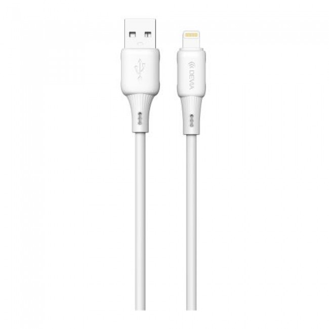 Καλώδιο Σύνδεσης USB 2.0 Devia EC630 USB A σε Lightning 2.4A Silicone Pro3 1m Λευκό Καλώδιο Σύνδεσης USB 2.0 Devia EC630 USB A σε Lightning 2.4A Silicone Pro3 1m Λευκό