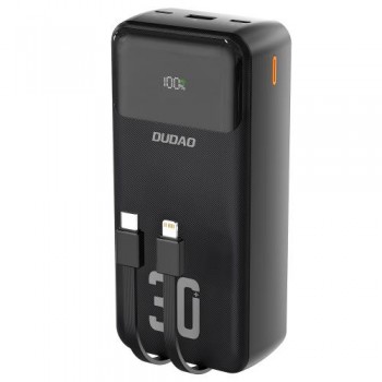 Φορτιστής Ανάγκης Dudao K15Max 22.5W 30000mAh PD QC με 2 Ενσωματωμένα Καλώδια Μαύρο Φορτιστής Ανάγκης Dudao K15Max 22.5W 30000mAh PD QC με 2 Ενσωματωμένα Καλώδια Μαύρο