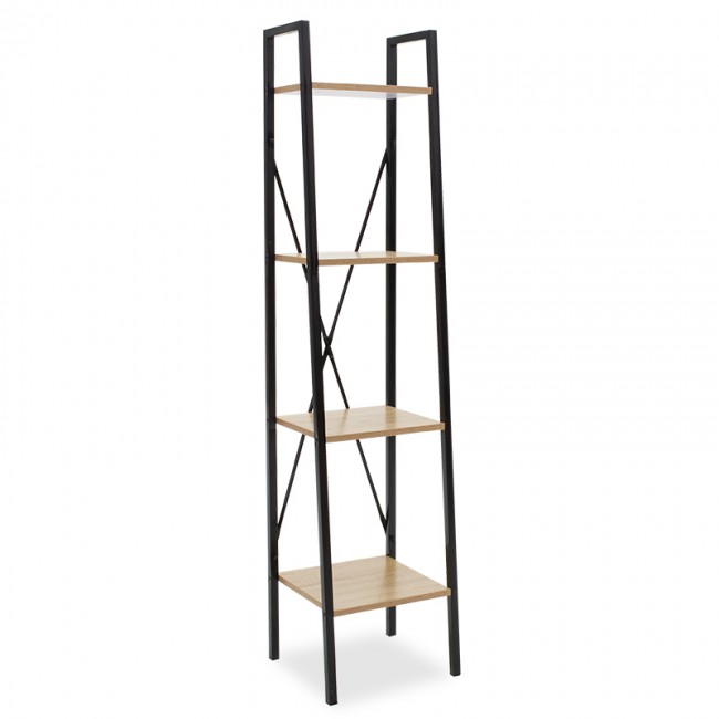 Βιβλιοθήκη Ramon pakoworld φυσικό-μαύρο 34x32,5x148εκ Βιβλιοθήκη Ramon pakoworld φυσικό-μαύρο 34x32,5x148εκ