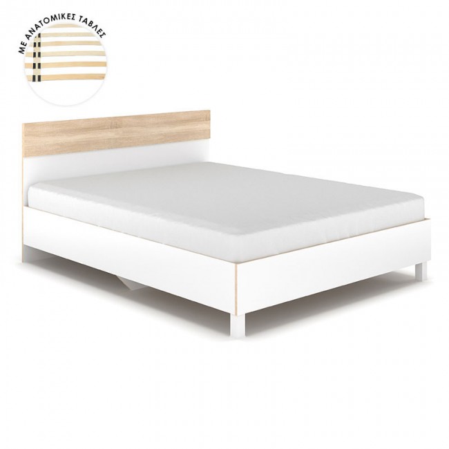 Κρεβάτι διπλό Awell pakoworld sonoma-λευκό 160x200εκ