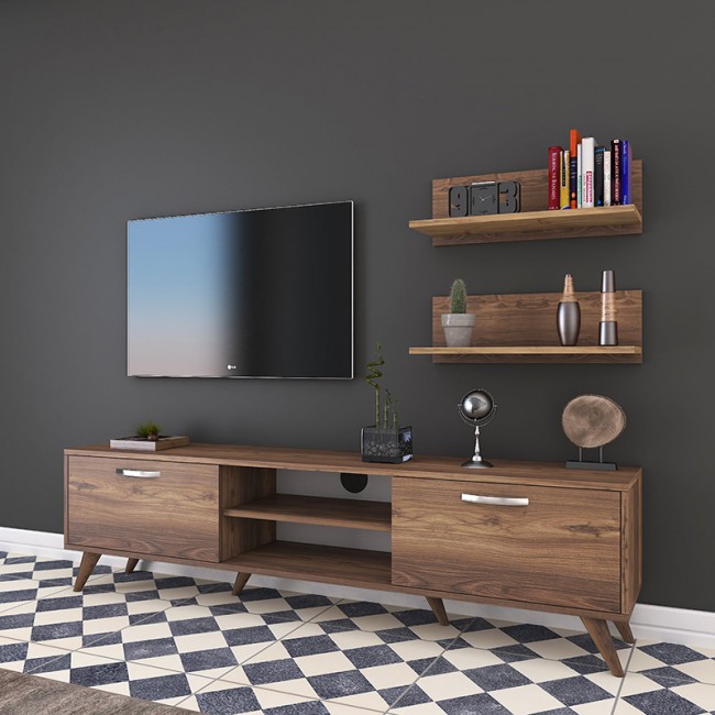 Σύνθετο σαλονιού Jasmine pakoworld καρυδί 180x35x48.5εκ Σύνθετο σαλονιού Jasmine pakoworld καρυδί 180x35x48.5εκ
