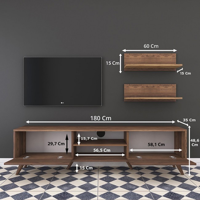 Σύνθετο σαλονιού Jasmine pakoworld καρυδί 180x35x48.5εκ Σύνθετο σαλονιού Jasmine pakoworld καρυδί 180x35x48.5εκ