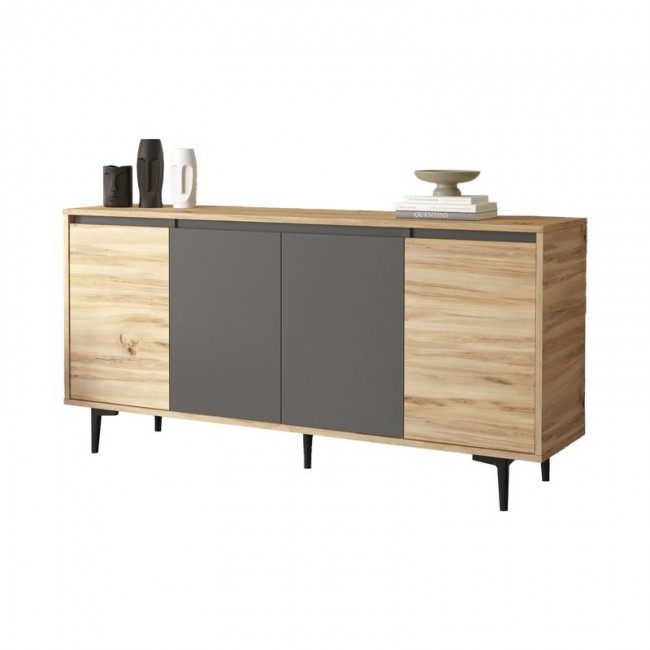 Μπουφές Augusta pakoworld oak-ανθρακί 160x40x78.5εκ Μπουφές Augusta pakoworld oak-ανθρακί 160x40x78.5εκ