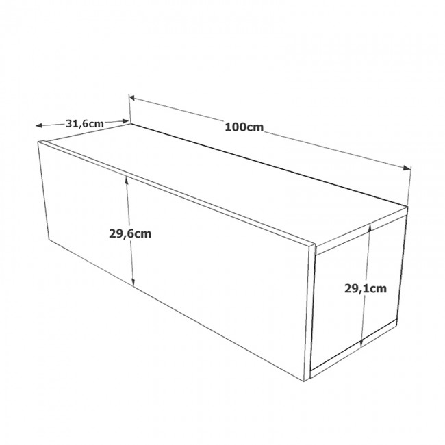 Έπιπλο τηλεόρασης επιτοίχιο Serit pakoworld λευκό-oak 100x31,5x29,5εκ