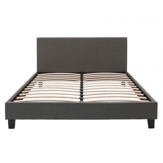 Κρεβάτι Nevil pakoworld διπλό 150x200 με ύφασμα χρώμα ανθρακί