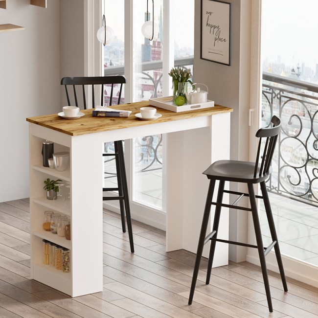 Τραπέζι μπαρ Riff pakoworld λευκό-sonoma 120x51.5x101.5εκ Τραπέζι μπαρ Riff pakoworld λευκό-sonoma 120x51.5x101.5εκ