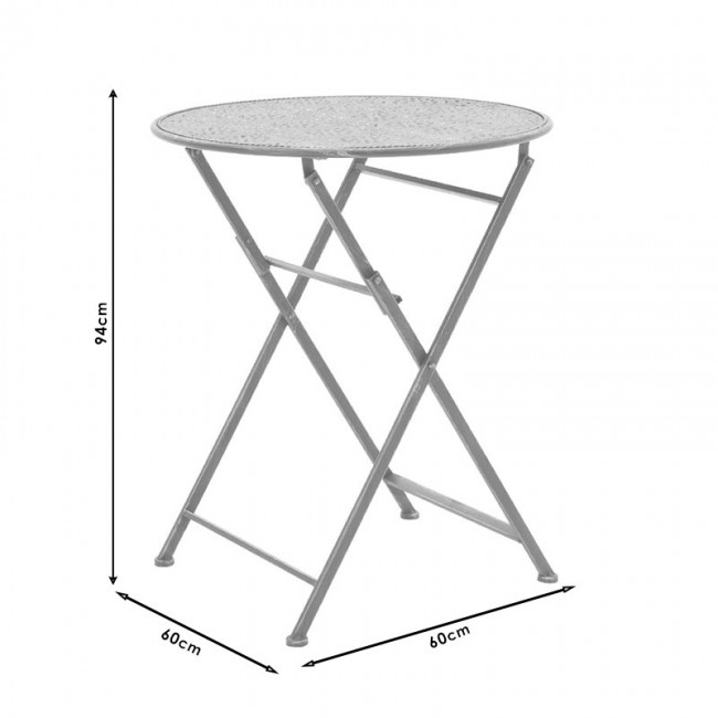 Τραπεζαρία κήπου Drill pakoworld σετ 3τεμ μέταλλο χρώμα χαλκού antique