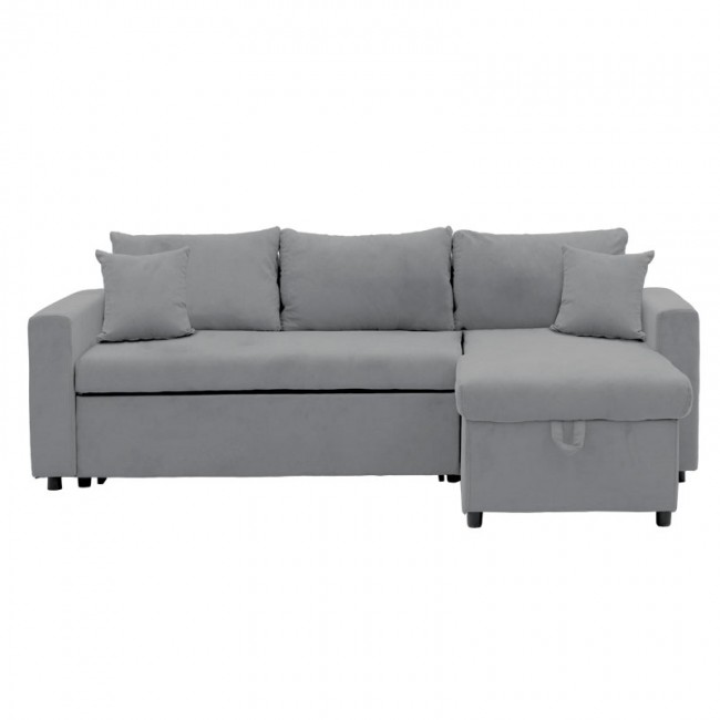 Γωνιακός καναπές-κρεβάτι αναστρέψιμος Lilian pakoworld ύφασμα γκρι 225x148x81εκ