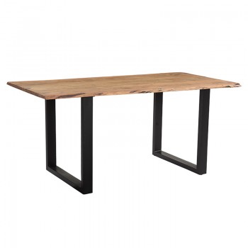 Τραπέζι Adorn pakoworld ξύλο πεύκου καρυδί-πόδι μαύρο 180x90x75.6εκ