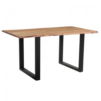 Τραπέζι Adorn pakoworld ξύλο πεύκου καρυδί-πόδι μαύρο 160x85x75.6εκ