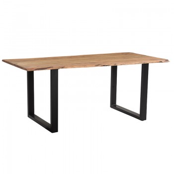Τραπέζι Adorn pakoworld ξύλο πεύκου καρυδί-πόδι μαύρο 200x100x75.6εκ
