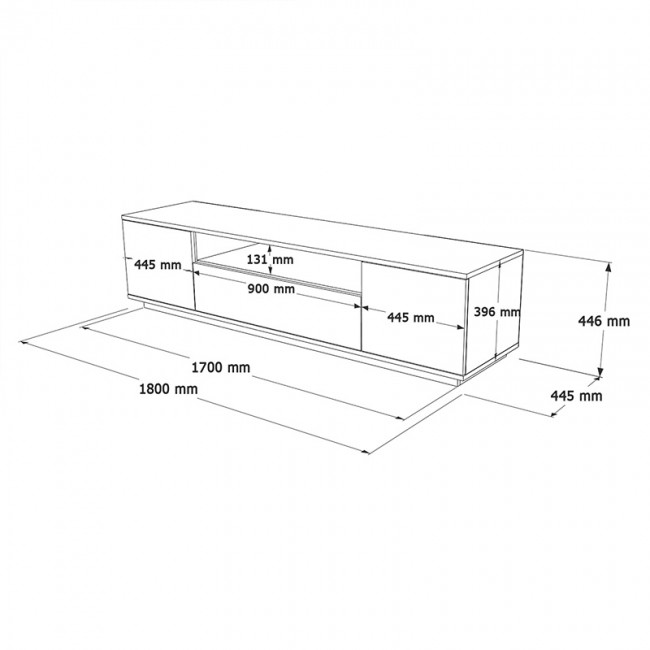 Έπιπλο τηλεόρασης Soren pakoworld sonoma-λευκό 180x.44.5x44.6εκ