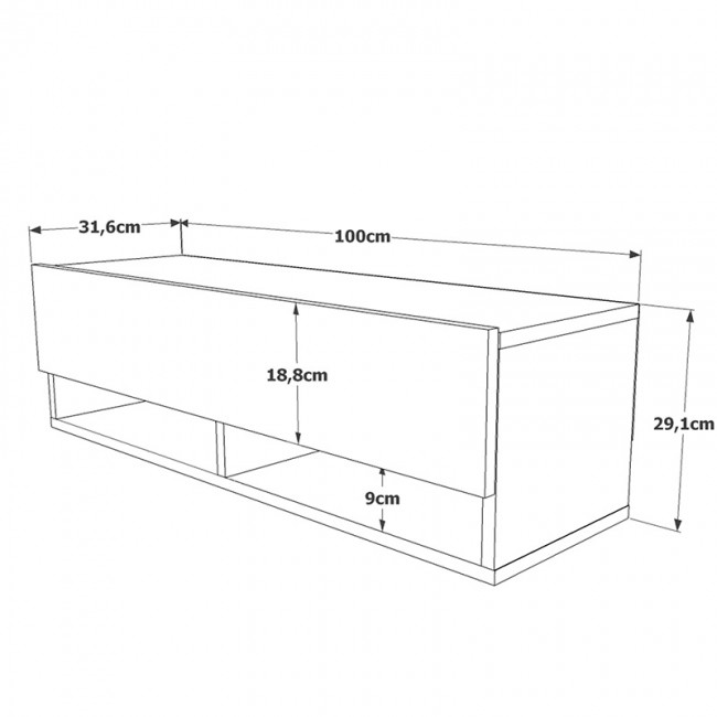 Έπιπλο τηλεόρασης επιτοίχιο Roscoe pakoworld λευκό-oak 100x31.5x29.5εκ