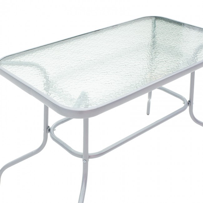 Τραπέζι Valor pakoworld μέταλλο γκρι-γυαλί 110x60x70εκ