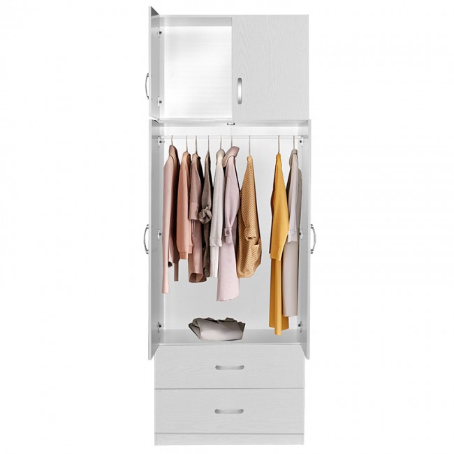 Ντουλάπα δίφυλλη και πατάρι Zelia pakoworld λευκό 79x42x180εκ. Ντουλάπα δίφυλλη και πατάρι Zelia pakoworld λευκό 79x42x180εκ.