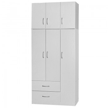 Ντουλάπα τρίφυλλη και πατάρι Zelia pakoworld λευκό 90x42x180εκ.