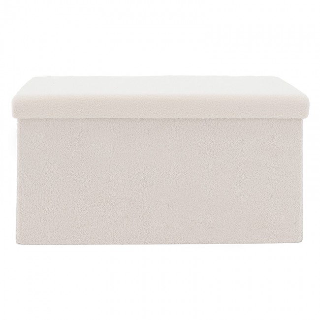 Σκαμπό-μπαούλο Forward pakoworld ύφασμα μπουκλέ ivory 76.5x38x37.5εκ