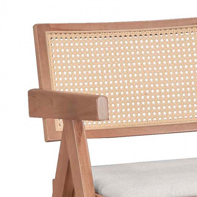 Πολυθρόνα Winslow pakoworld ξύλο rubberwood ανοικτό καρυδί-pvc rattan φυσικό-ύφασμα γκρι Πολυθρόνα Winslow pakoworld ξύλο rubberwood ανοικτό καρυδί-pvc rattan φυσικό-ύφασμα γκρι