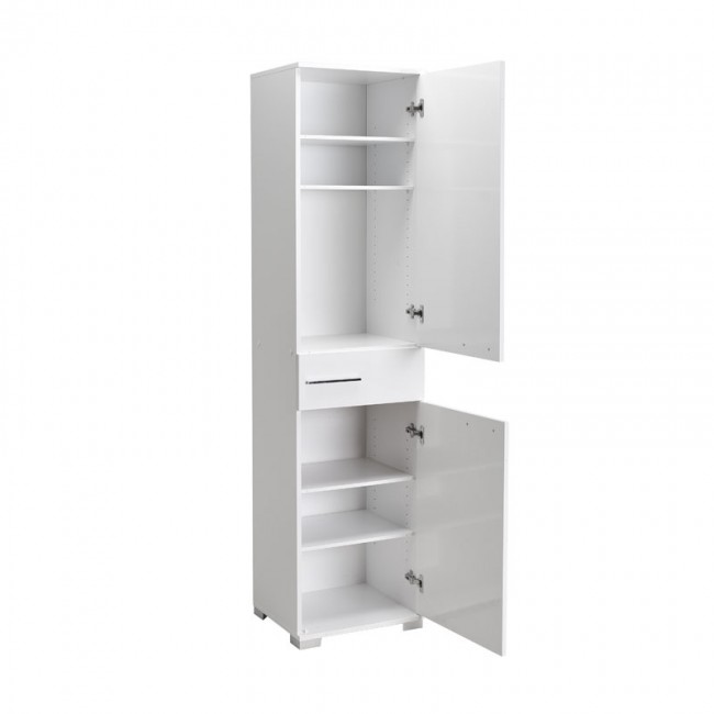 Ντουλάπα Chad pakoworld με συρτάρια λευκό gloss 45x40x188εκ Ντουλάπα Chad pakoworld με συρτάρια λευκό gloss 45x40x188εκ