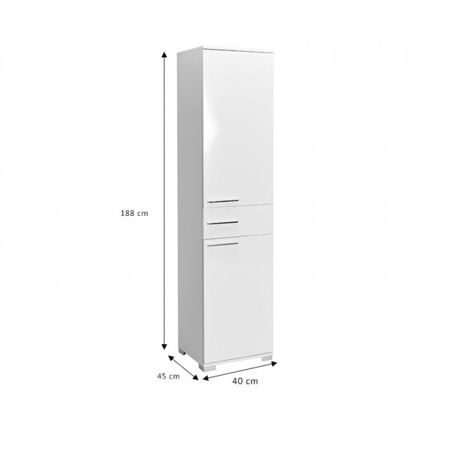 Ντουλάπα Chad pakoworld με συρτάρια λευκό gloss 45x40x188εκ Ντουλάπα Chad pakoworld με συρτάρια λευκό gloss 45x40x188εκ
