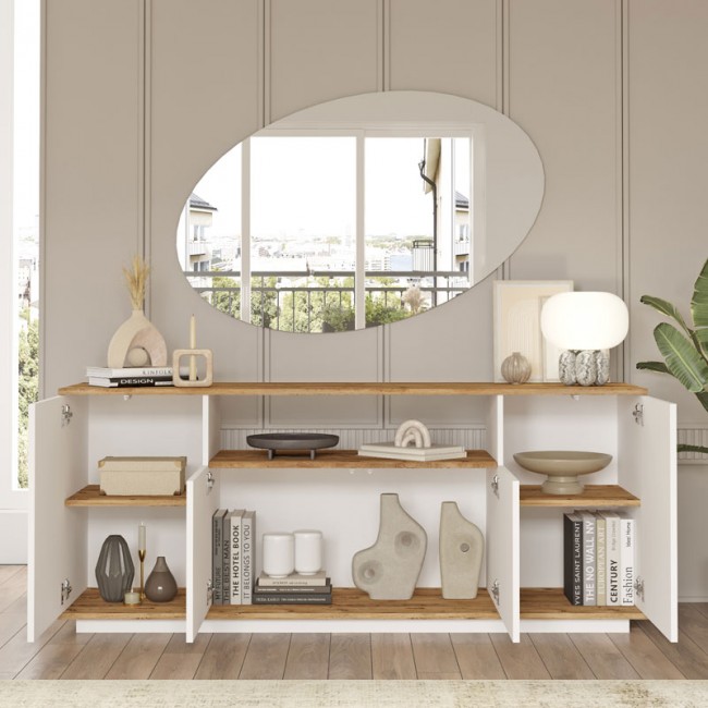 Μπουφές Placefol pakoworld μελαμίνης λευκό-φυσικό 180x44.5x75εκ Μπουφές Placefol pakoworld μελαμίνης λευκό-φυσικό 180x44.5x75εκ