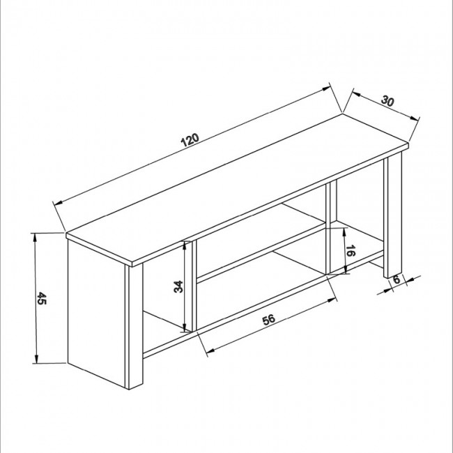 Έπιπλο τηλεόρασης Tserium pakoworld μελαμίνης μαύρο 120x30x45εκ