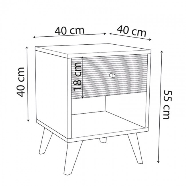 Κομοδίνο Flipter pakoworld μελαμίνης μαύρο-oak 40x40x55εκ