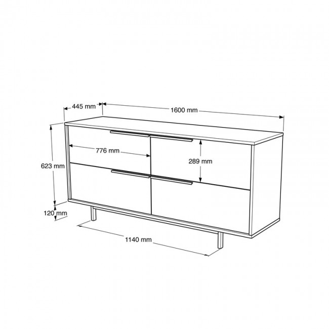 Μπουφές Lebon pakoworld μελαμίνης λευκό-μαύρο 160x44.5x74εκ