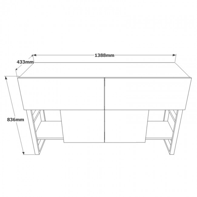 Μπουφές Jaydon pakoworld μελαμίνης φυσικό-μαύρο 139x43x83.5εκ