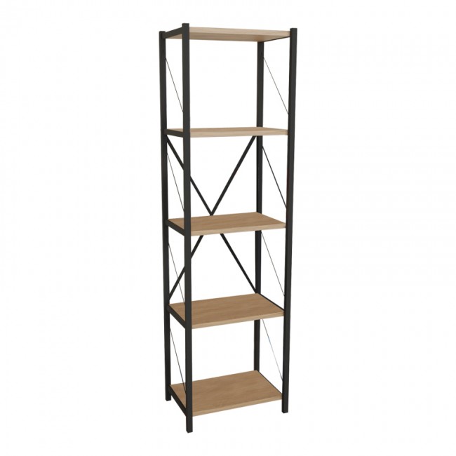 Βιβλιοθήκη Glase pakoworld oak-μαύρο μελαμίνης 40x30x150εκ Βιβλιοθήκη Glase pakoworld oak-μαύρο μελαμίνης 40x30x150εκ
