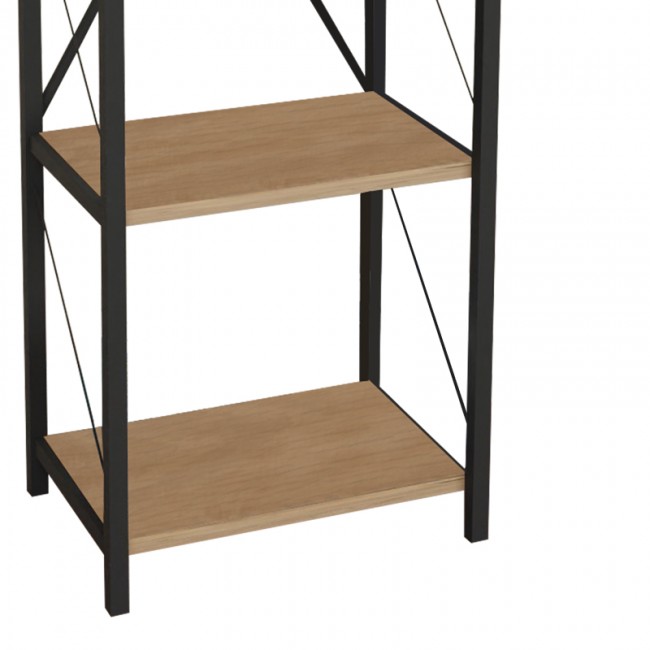 Βιβλιοθήκη Glase pakoworld oak-μαύρο μελαμίνης 40x30x150εκ Βιβλιοθήκη Glase pakoworld oak-μαύρο μελαμίνης 40x30x150εκ