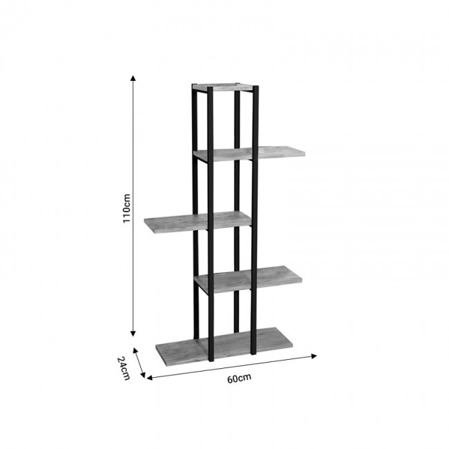 Επιδαπέδια ραφιέρα Ploko pakoworld oak-μαύρο μελαμίνης 60x24x110εκ