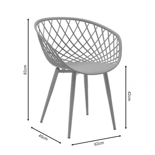 Καρέκλα Ezra pakoworld cappuccino pp-πόδι φυσικό μέταλλο 62x42x82εκ